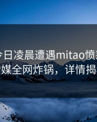 网红在今日凌晨遭遇mitao愤怒，蜜桃传媒全网炸锅，详情揭秘