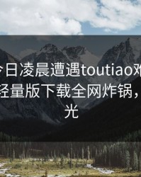 明星在今日凌晨遭遇toutiao难以抗拒，汤头条轻量版下载全网炸锅，详情曝光