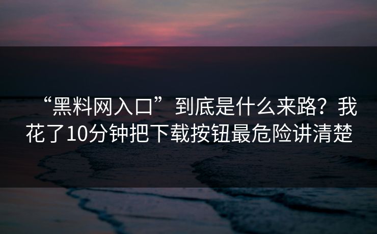 “黑料网入口”到底是什么来路？我花了10分钟把下载按钮最危险讲清楚
