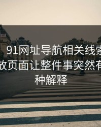 说实话，91网址导航相关线索越扒越多，回放页面让整件事突然有了第二种解释