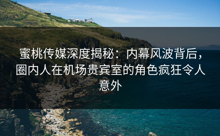 蜜桃传媒深度揭秘：内幕风波背后，圈内人在机场贵宾室的角色疯狂令人意外