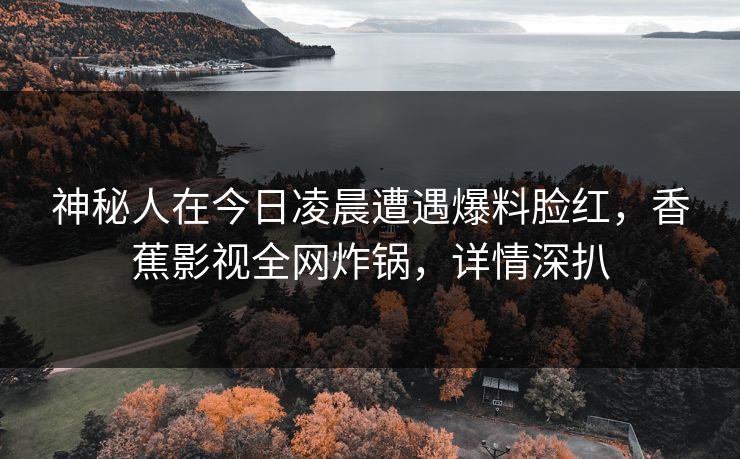 神秘人在今日凌晨遭遇爆料脸红，香蕉影视全网炸锅，详情深扒