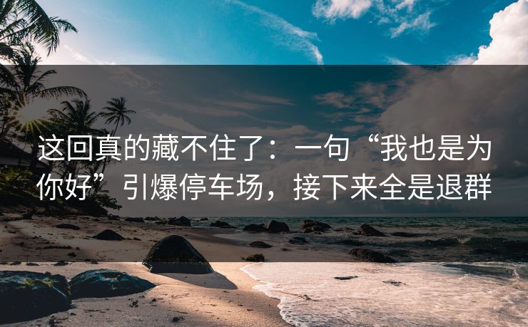这回真的藏不住了:一句“我也是为你好”引爆停车场,接下来全是退群 这回真的藏不住了:一句“我也是为你好”引爆停车场,接下来全是退群